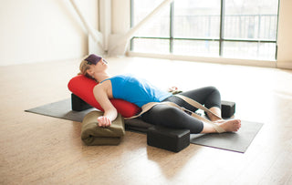 Supta Baddha Konasana with Poppy Standard Bolster