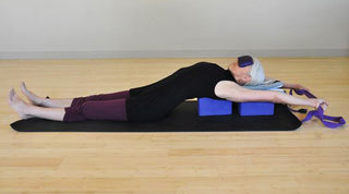 Fish Pose with Foam Yoga Blocks - Purple, Yoga Strap - Purple