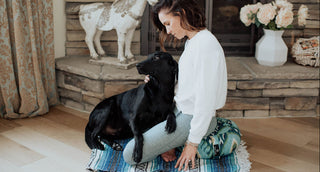 Dog and Zafu Meditation Cushion - Indigo Ikat