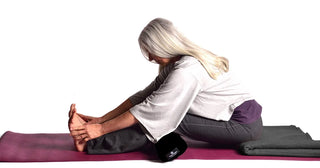 Forward Bend with Pranayama Bolster - Black, Wool Blanket - Gray - Wide