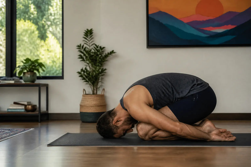 man doing rabbit in home practice room
