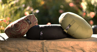 Meditation Cushions - Zen - Vintage Currant, V-Shaped - Black, Zafu - Olive