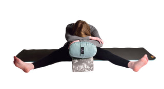 Forward Bend with Rain Standard Bolster, Marbled Foam Blocks - Storm