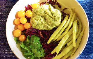 Spiralized Yam Bowl with Avocado Pesto