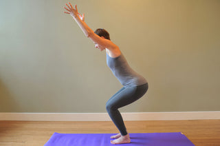 Utkatasana (Chair Pose) on Tapas® Original Yoga Mat - Purple