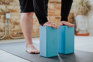 Wide Uttanasana with Big Foam Yoga Blocks - Blue