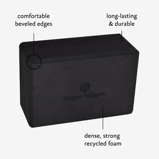 4 in. Recycled Foam Yoga Block - Black (Diagram)