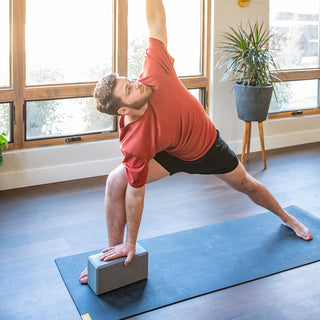 Utthita Parsvakonasana (Extended Side Angle Pose) with Big Foam Block - Gray