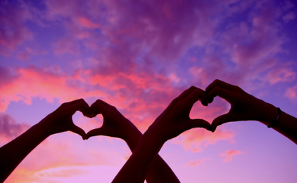 Hand Hearts in the Sunset