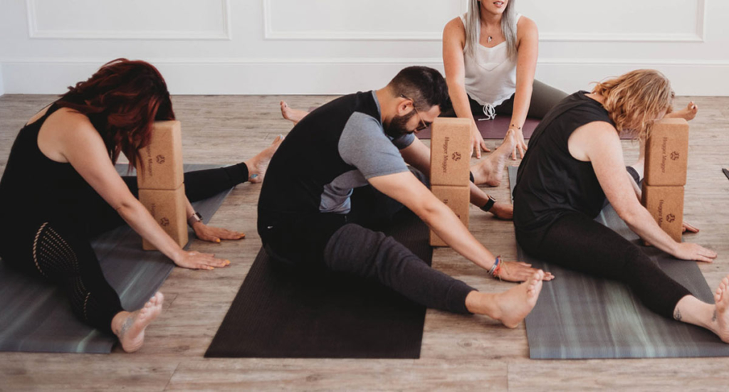 Wide-Angle Seated Forward Bend with Cork Yoga Blocks