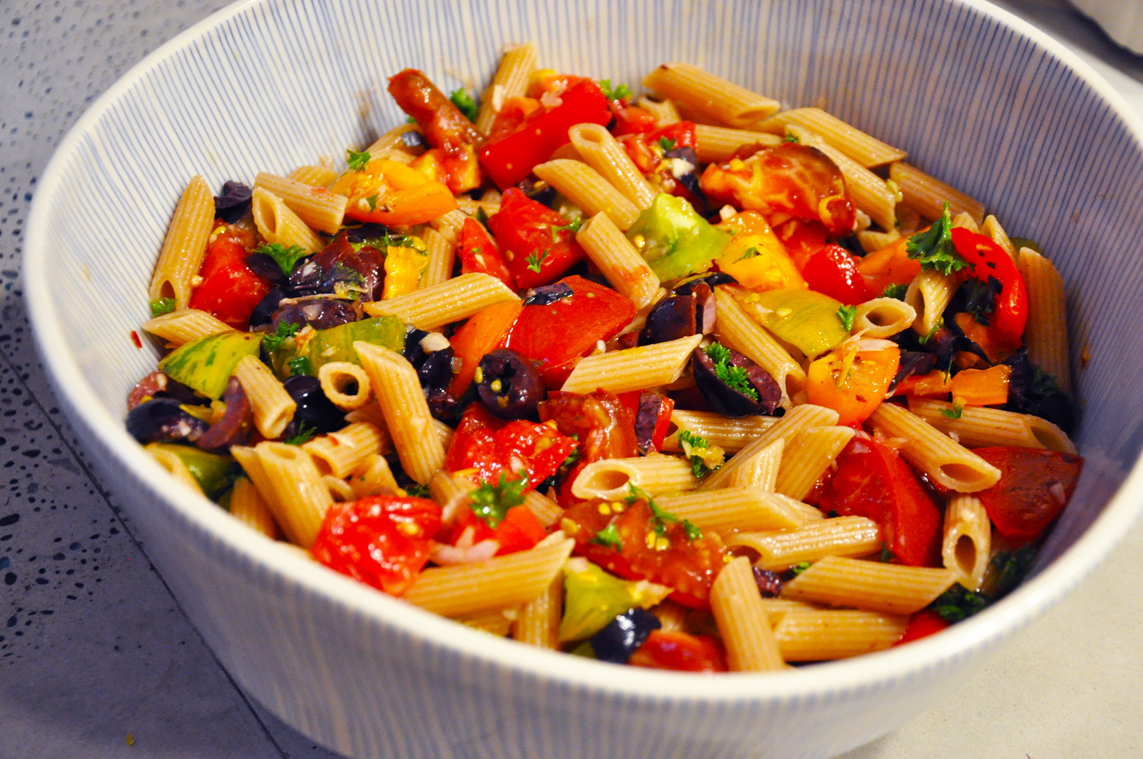 Meatless Monday: Penne with Tomatoes, Olives, Lemon and Basil - Hugger ...