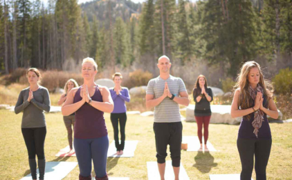 Yoga Class in Tadasana with Anjali Mudra