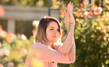 Woman in Garudasana Arms (Eagle Arms)