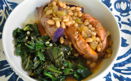 Yams with Beans and Greens