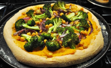 Broccoli-Squash Vegan Pizza