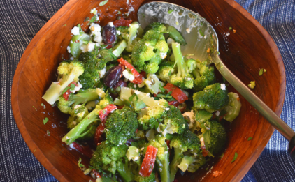 Broccoli with Peppers, Olives and Feta