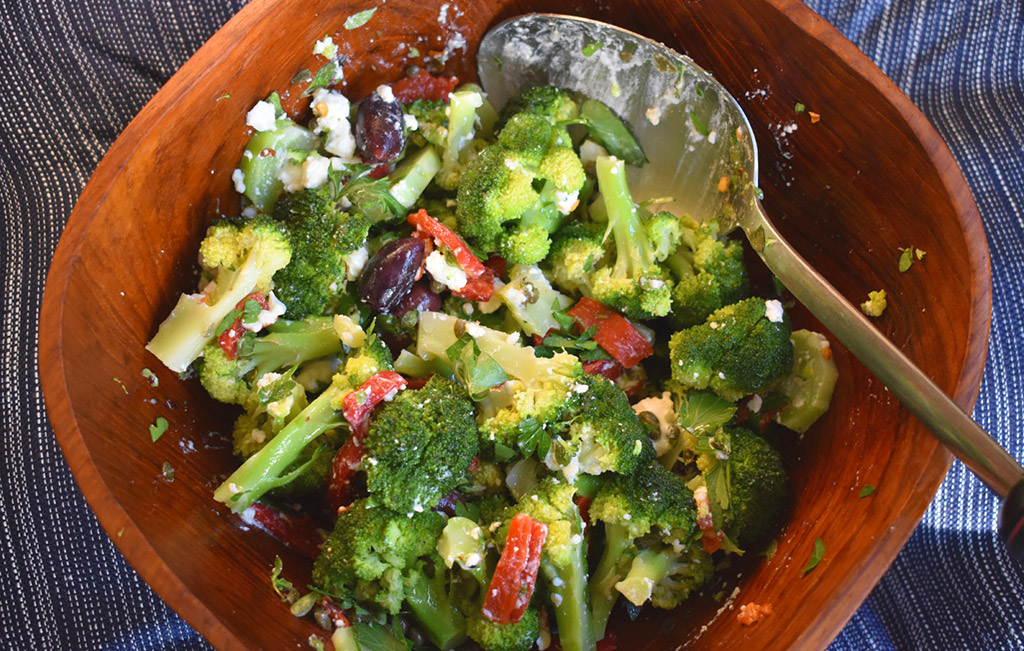 Broccoli with Peppers, Olives and Feta