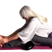 Forward Bend with Pranayama Bolster - Black, Wool Blanket - Gray - Wide