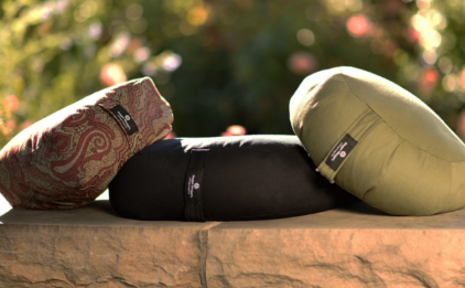 Meditation Cushions - Zen - Vintage Currant, V-Shaped - Black, Zafu - Olive