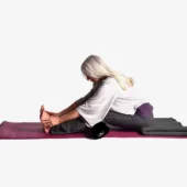 Forward Bend with Pranayama Yoga Bolster Under Knees - Black