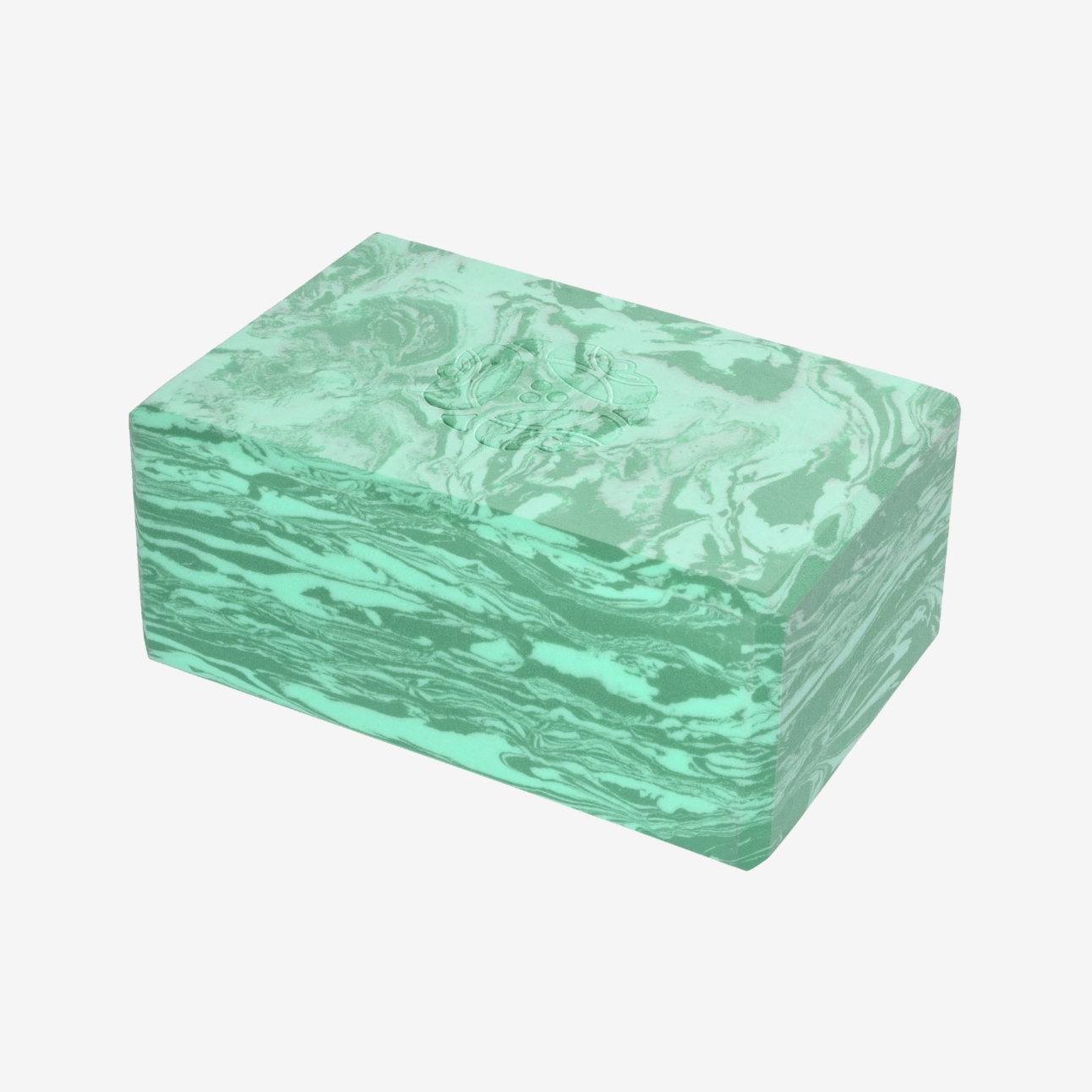 4 in. Marbled Foam Yoga Block - Sea Green (Side View)