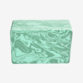 4 in. Marbled Foam Yoga Block - Sea Green (Back View)