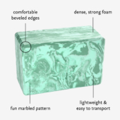4 in. Marbled Foam Yoga Block - Sea Green (Diagram)