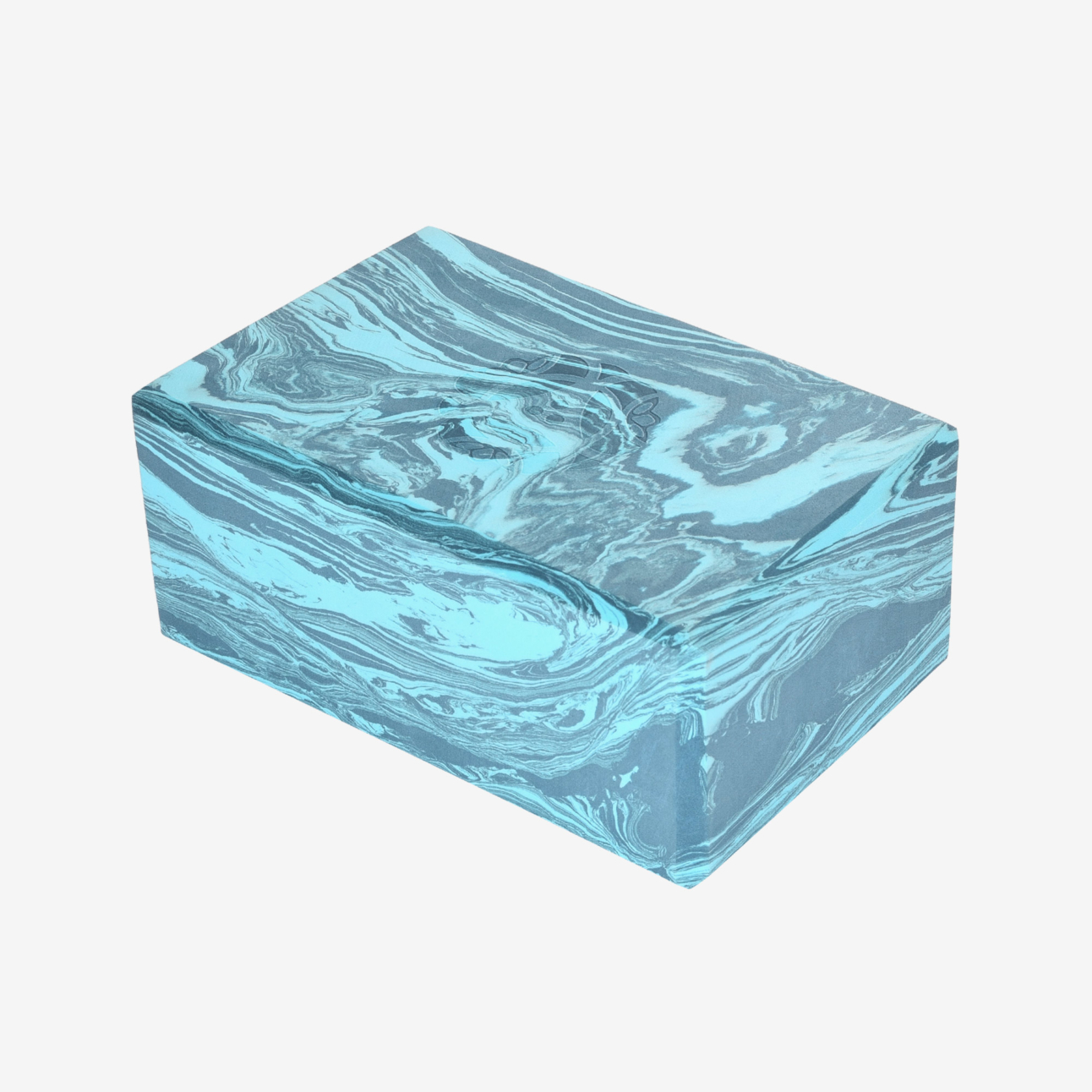 4 in. Marbled Foam Yoga Block - Surf Blue (Side View)
