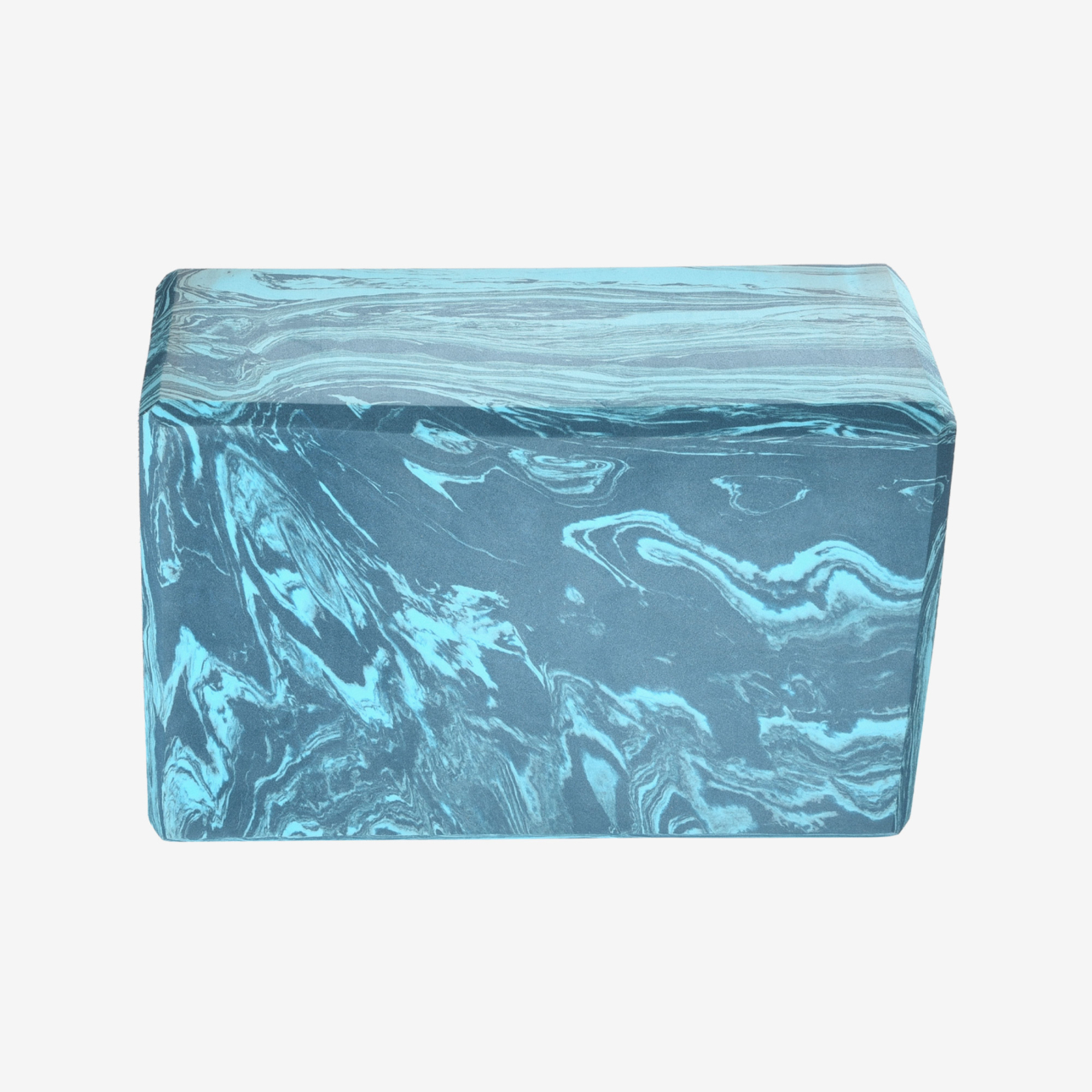 4 in. Marbled Foam Yoga Block - Surf Blue (Back View)