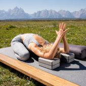Reverse Prayer Balasana (Child's Pose) with 4. in Foam Yoga Blocks - Gray