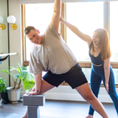 Utthita Parsvakonasana (Extended Side Angle Pose) with Big Foam Block - Gray