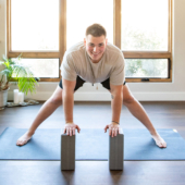 Prasarita Padottanasana (Wide Legged Standing Forward Bend) with Big Foam Block - Gray