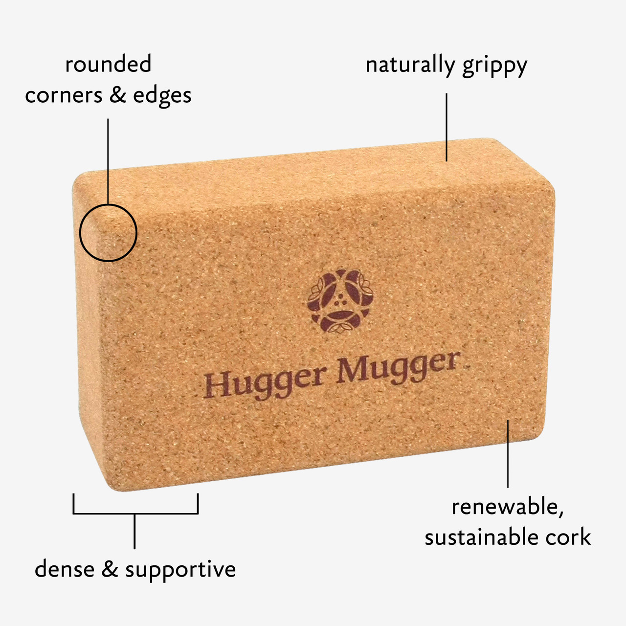 Cork Yoga Block - Hugger Mugger  Eco-Friendly, Natural Grippy Texture