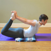 Bow Pose with Mexican Blanket - Blue