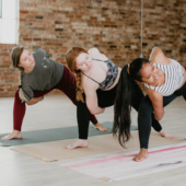 Bound Warrior Pose on Sattva Jute Yoga Mat