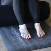 Woman's Feet on Para Rubber Yoga Mat - Storm