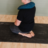 Person Kneeling on Para Rubber XL Yoga Mat - Storm