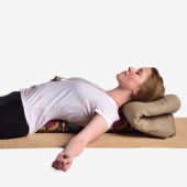 Person Reclining on Pranayama Yoga Bolster - Bohemian Ikat
