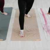 Feet on Sattva Jute Yoga Mat