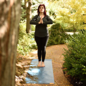 Tadasana (Mountain Pose) on Tapas® Travel Yoga Mat - Blue