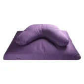 V-Shaped Meditation Cushion on Zabuton Pillow - Plum