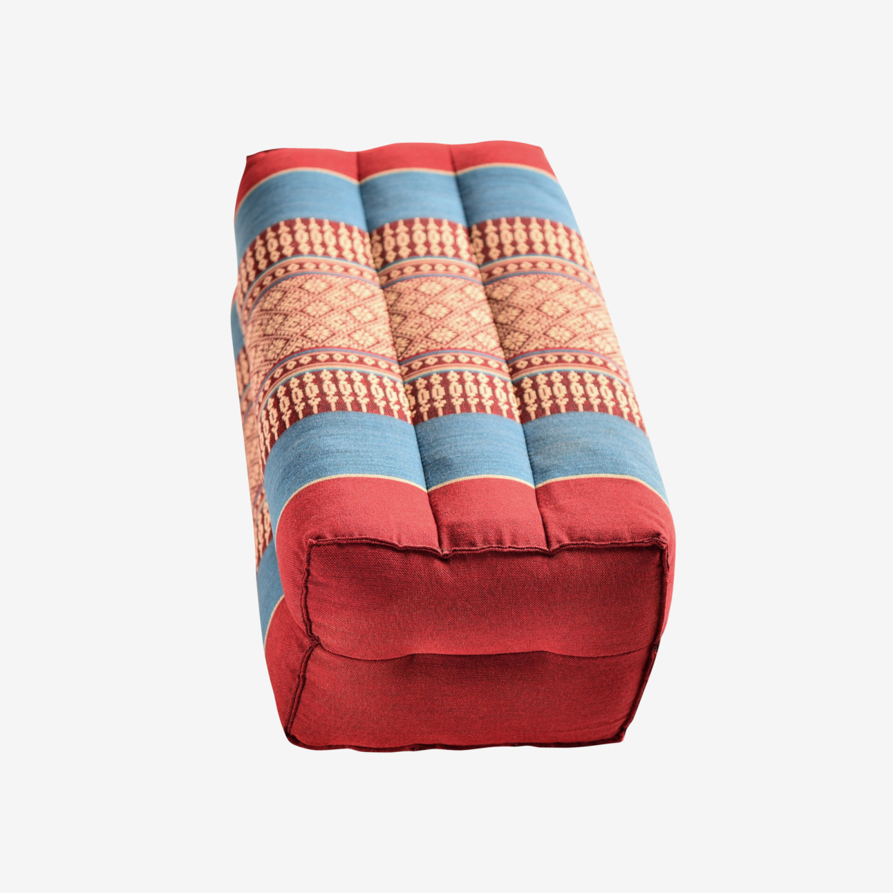 Zafuko Yoga & Meditation Cushion - Burgundy/Blue (End View)