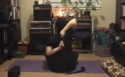 Black Yoga Strap in Gomukhasana