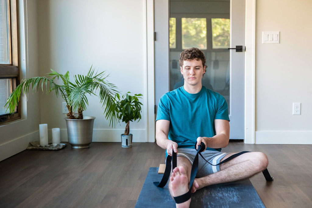 One-Legged Forward Bend (Janu Shirasasana) with Yoga Strap