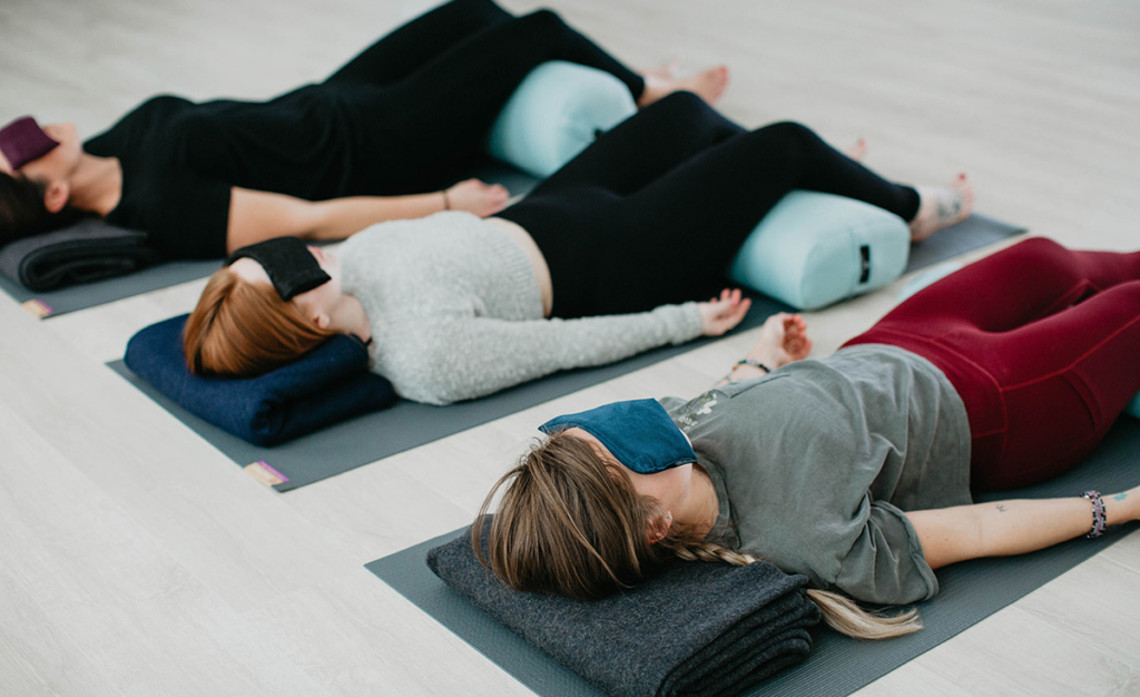 Savasana with Eye Pillows and Bolsters