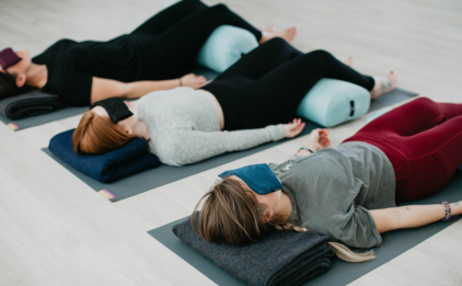Savasana with Eye Pillows and Bolsters