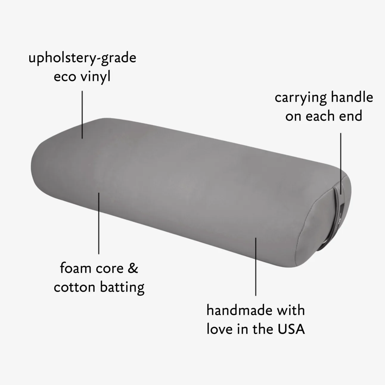EZ Clean Standard Yoga Bolster - Charcoal (Diagram)