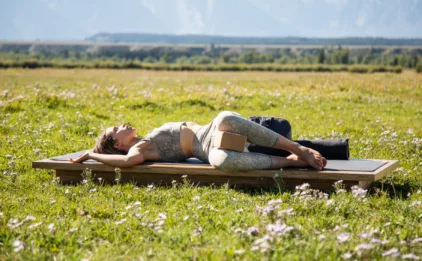 Supported Reclined Twist with Cork Yoga Block