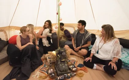 Meditators in Yurt