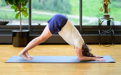 Ardha Pinca Mayurasana (Dolphin Pose) on Ultimate Cushion Mat - Black